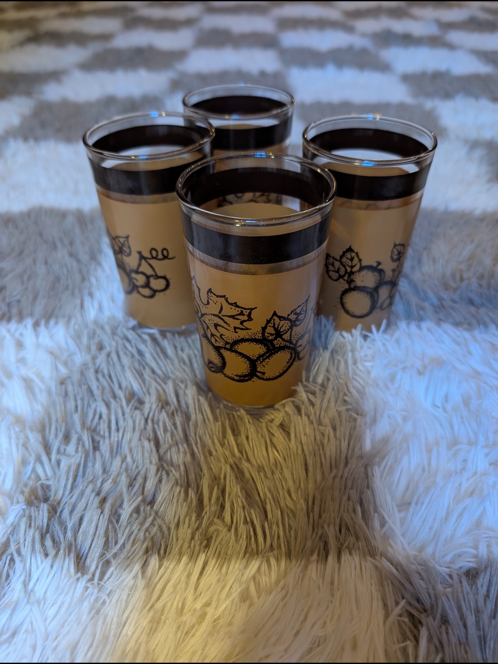 Pyrex Old Orchard Gold Print Glass Tumbler - Set of 4 - Picture 1 of 1